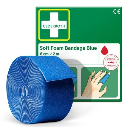Bandage en mousse souple Bleu, Cederroth 51011011, 60 mm x 2 m