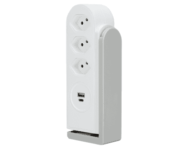 Steffen Steckdosenleiste CLAMP, 3 x T13, USB-A, USB-C, Kabel 1.5 m, weiss