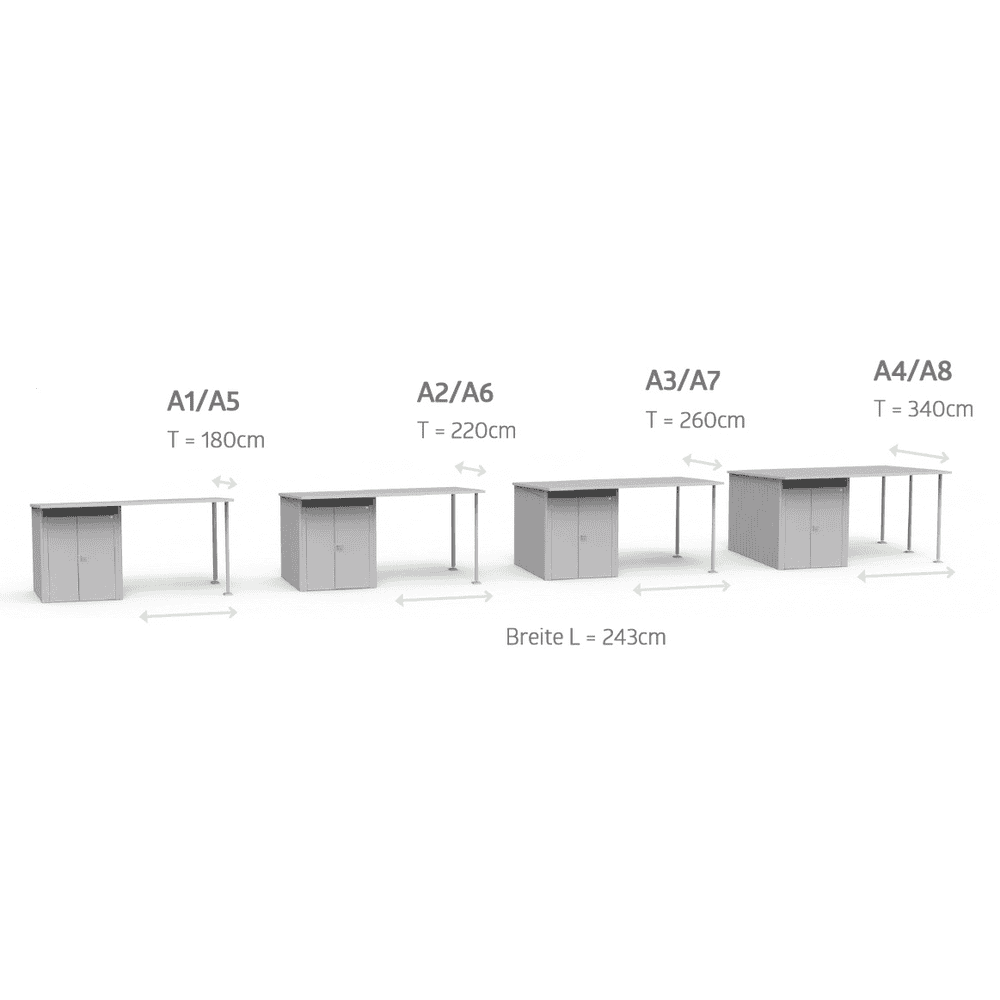 Biohort toit latéral taille L pour abri de jardin AvantGarde® et AvantGarde® ECO, A1-A8, en 3 couleurs