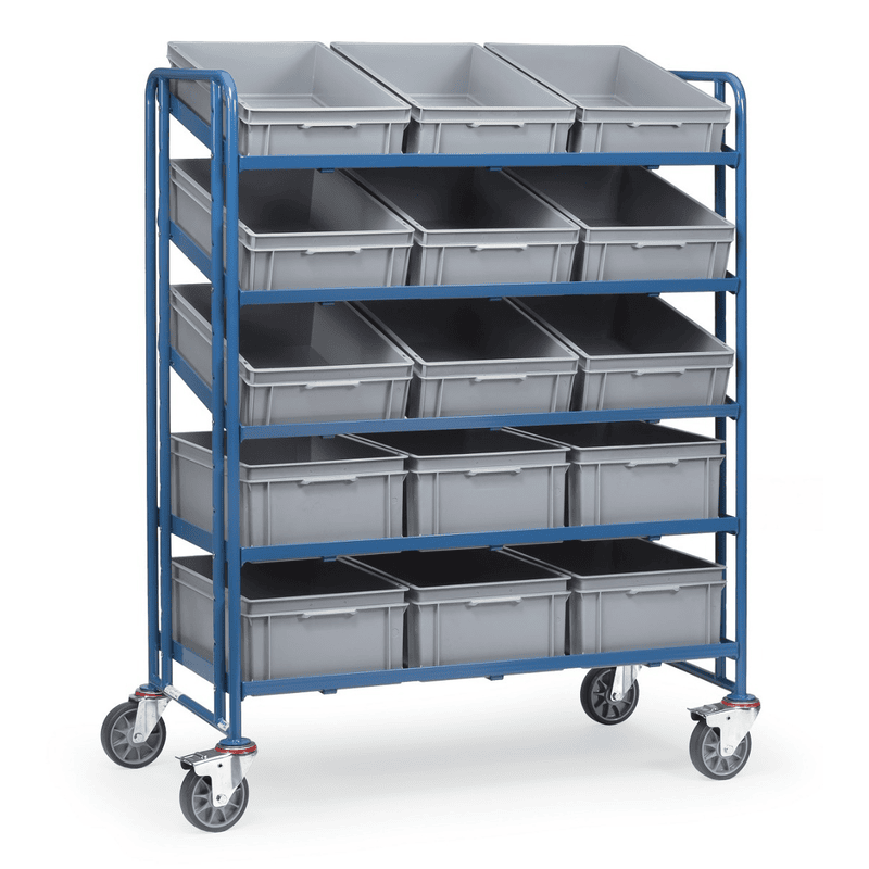 Eurokastenwagen, 1372 x 685 x 1686 mm, Tragkraft 400 kg, mit Kästen