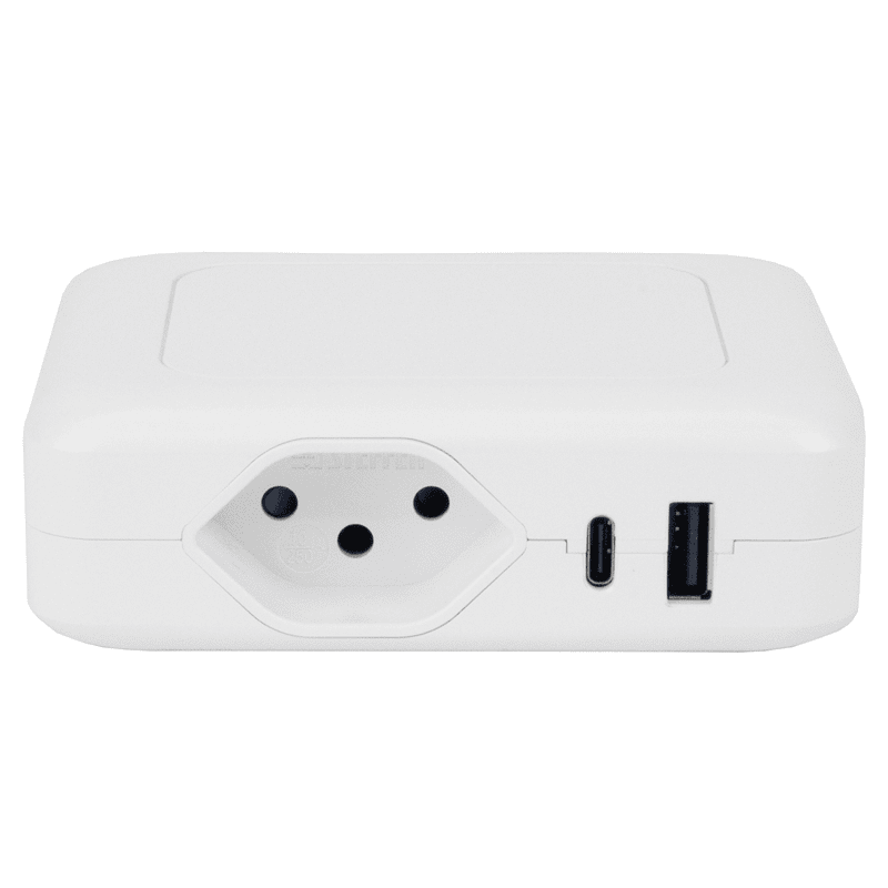 Steffen Station de recharge IQ, 1 x T13, 1 port USB-A (36 W), 1 port USB-C PD (45 W), 10 A, IP20, câble de 1.5 m, en deux couleurs