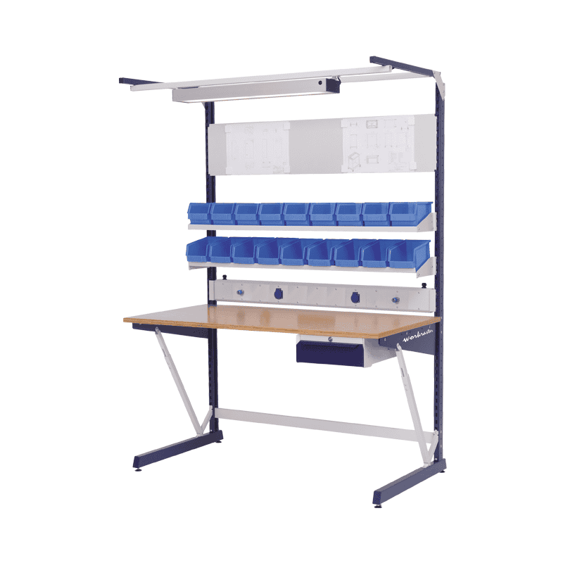 Bedrunka+Hirth Arbeitsplatzsystem workraster mit Multi-Wand-Aufbau, Unterhängeblock und Magnetwand, 1500 x 800 x 2070 mm