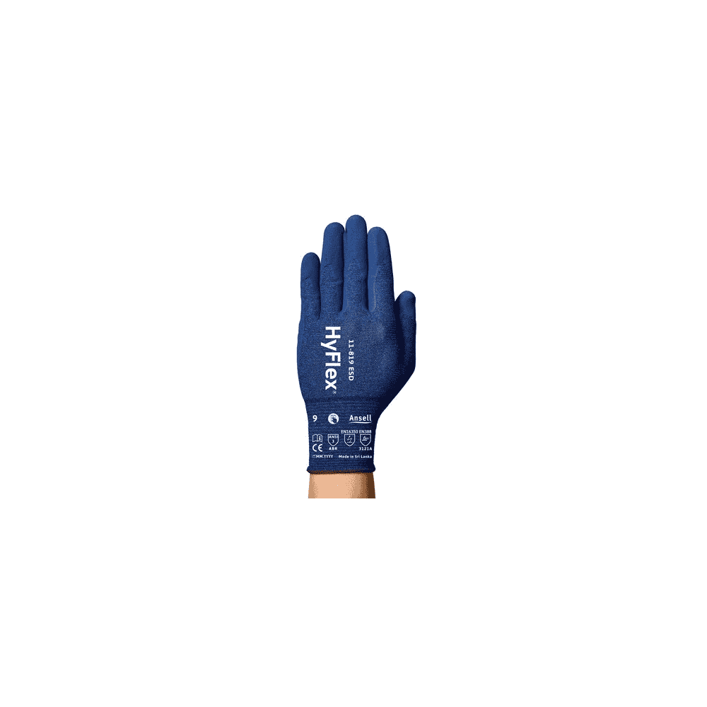 Gants de protection mécanique Ansell HyFlex 11-819, EN388 3121A, ESD/écran tactile, taille 7-11