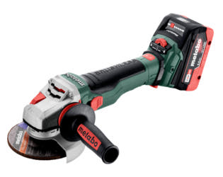 Metabo Akku-Winkelschleifer WVB 18 LTX BL 15-125 Quick, 18 V, mit 2 x 5.5 Ah LiHD Akkus, Schnellladegerät ASC 145 und metaBOX 165 L