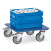 Fetra Kisten-Transportroller, blau, mit Tränenblech-Plattform, 500 x 500 x 185 mm