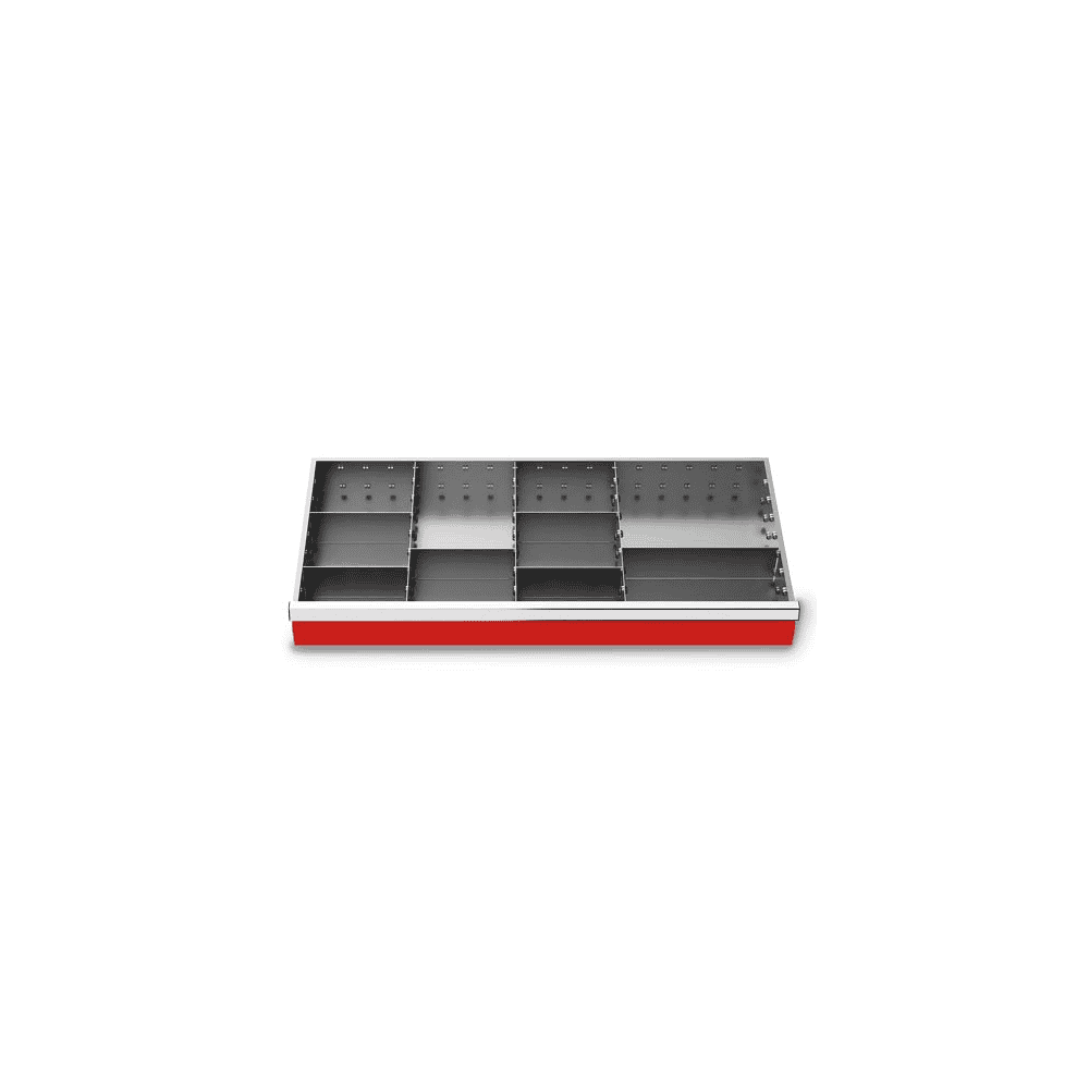 Metalleinteilung 9-teilig, R 36-16, Schubladennutzmass 900 x 400 mm, in 4 Blendenhöhen