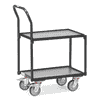 Roller à plateaux "GREY EDITION", avec 2 plateaux en bois, avec rebord de 15 mm, avec barre de poussée tubulaire, 747 x 414 x 970 mm