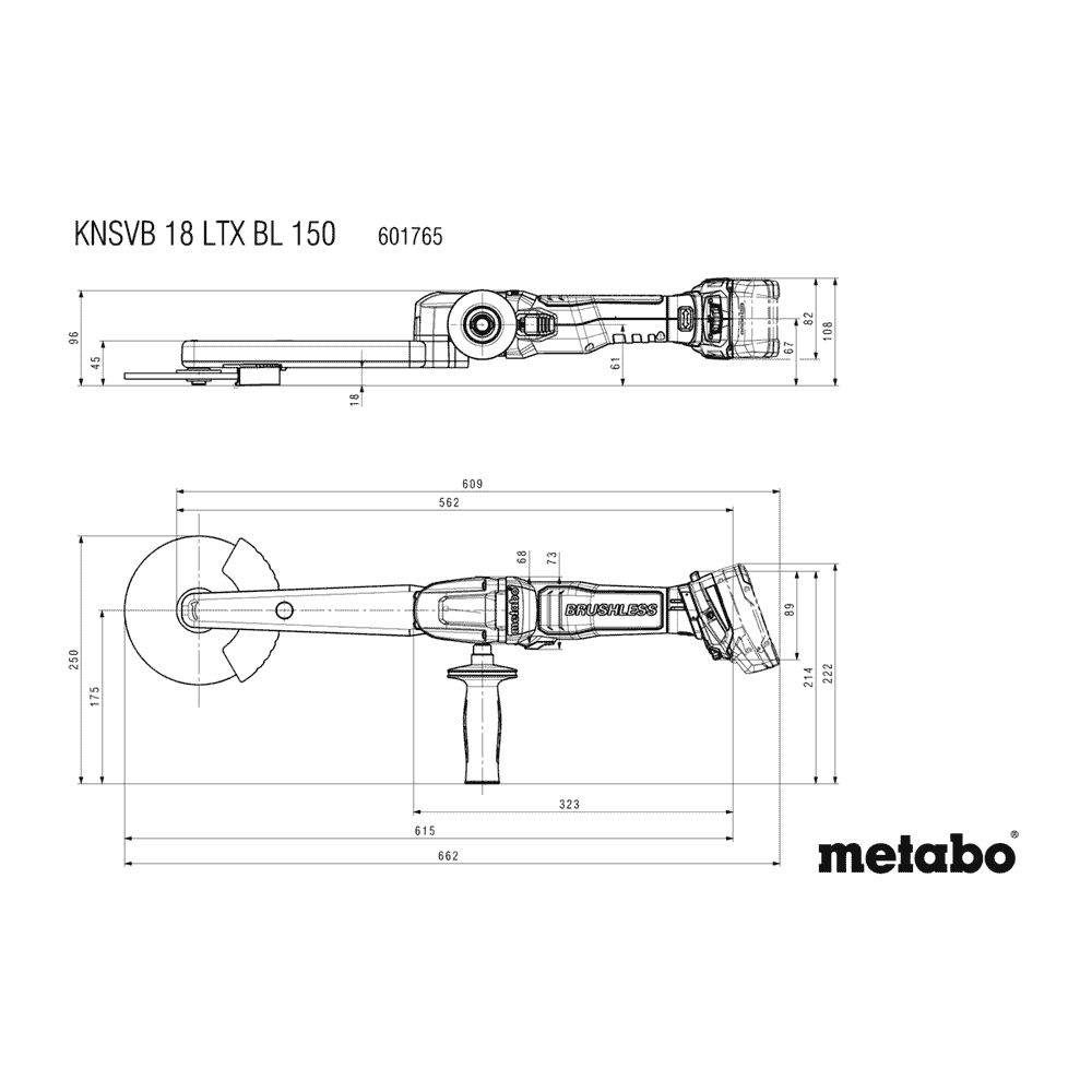 Metabo Meuleuse pour soudures d'angle à batterie KNSVB 18 LTX BL 150, 18 V (Solo), avec metaBOX 185 XL