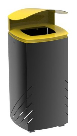 Poubelle MIELEK M en acier, 80 litres, couvercle rabattable verrouillable, L × P × H 410 × 410 × 920 mm