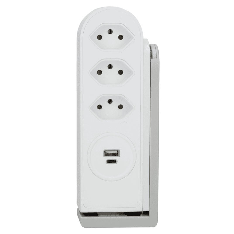 Steffen Steckdosenleiste CLAMP, 3 x T13, USB-A, USB-C, Kabel 1.5 m, weiss
