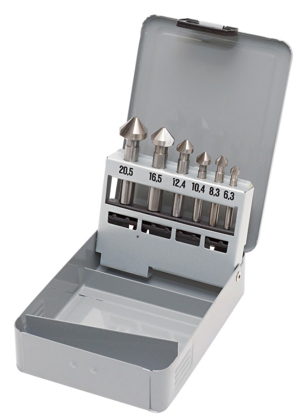KRAFTWERK PRO LINE Kegelsenker-Satz 90° aus Edelstahl, HSS-E Co5, 6-teilig