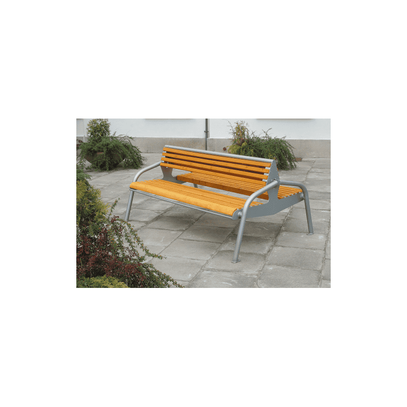 Banc double en bois et acier galvanisé à chaud 
