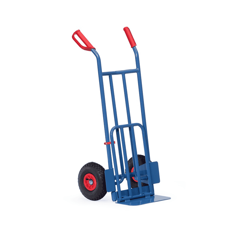 Fetra Paketkarre mit grosser Stahlrohr-Klappschaufel, Höhe 1150 mm, 250 kg Tragkraft