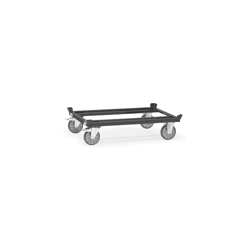 Paletten-Fahrgestell "GREY EDITION" mit TPE-Bereifung, für Flachpaletten und Gitterboxen, 1255 x 855 x 329 mm