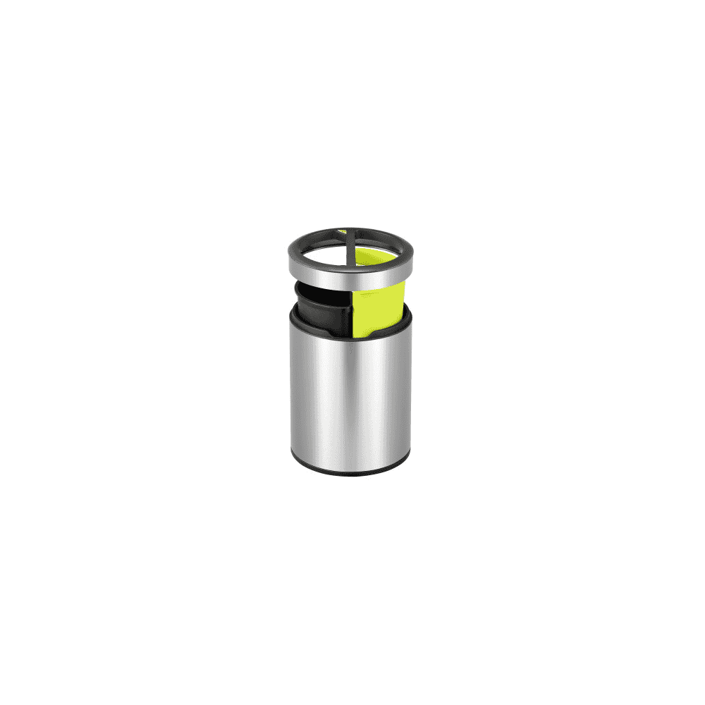 Poubelle ronde 2 compartiments sans couvercle, en acier inoxydable, 5 + 5 litres