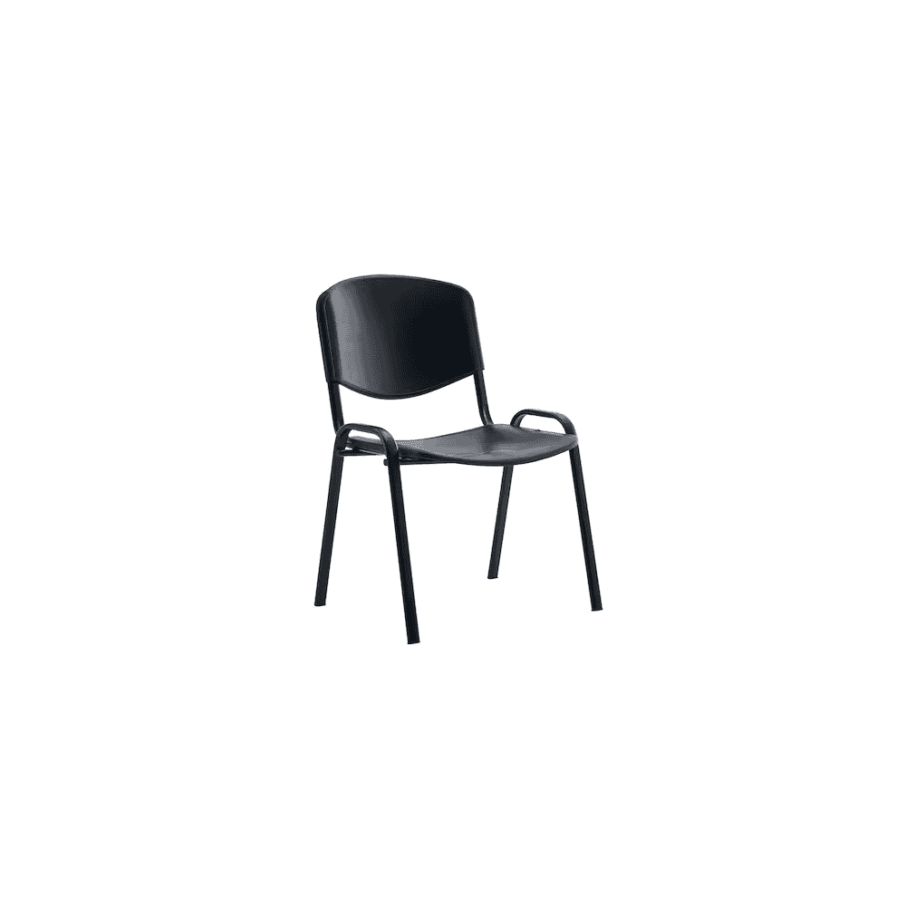 Chaise visiteur ARWS C10 en plastique, empilable, structure en acier thermolaqué, noir