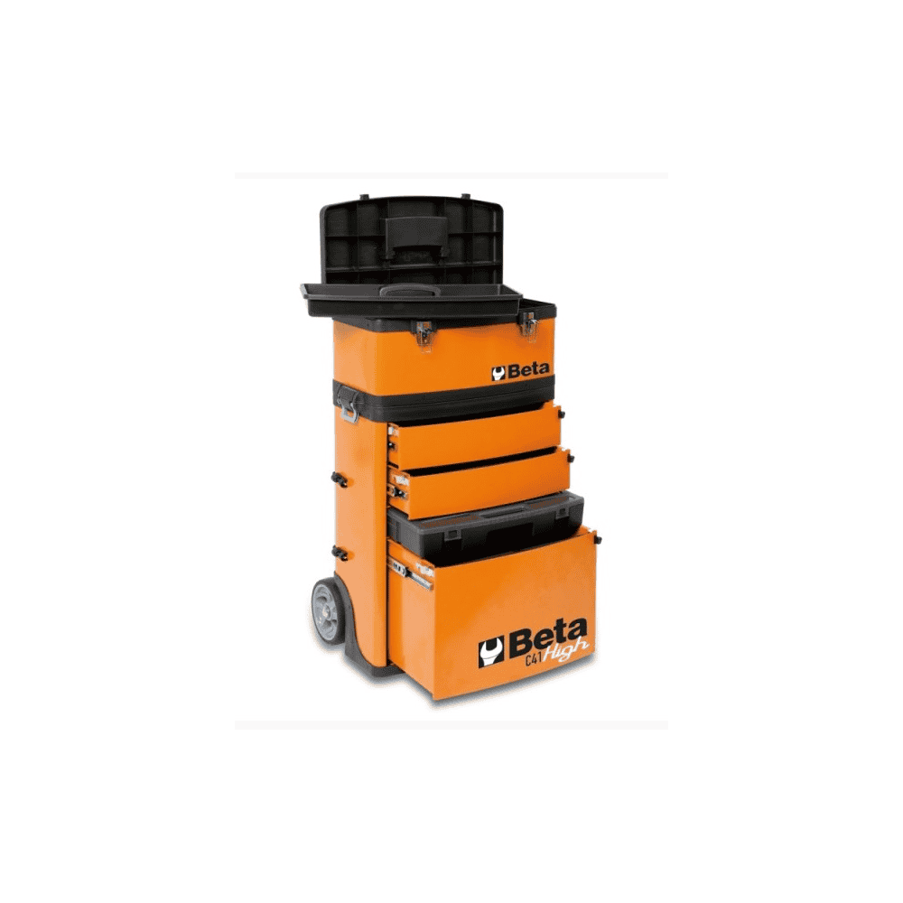 Werkzeugtrolley orange C41H mit zwei getrennten Modulen, 495 x 250 x 862 mm