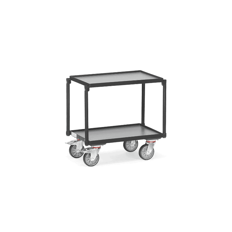 Roller à plateaux "GREY EDITION", avec 2 plateaux en bois, avec rebord 15 mm, 677 x 414 x 638 mm