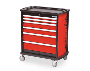 Bedrunka+Hirth Servante d'atelier mobile maxmobile 1, R 24-12, RAL 3020 avec 6 tiroirs et 1 panneau latéral