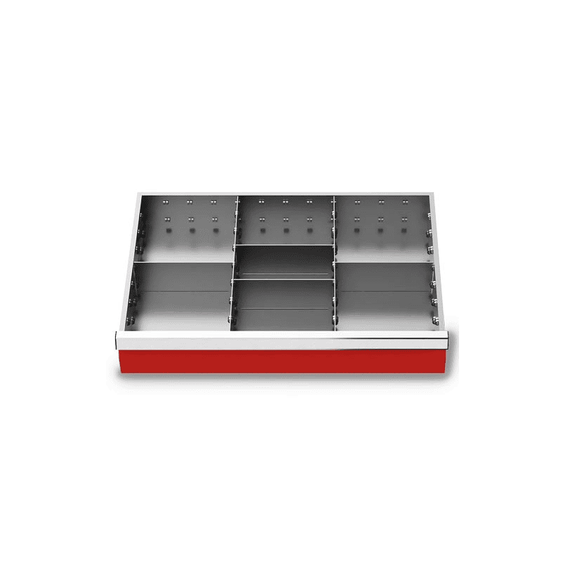 Metalleinteilung 6-teilig, R 24-16, Schubladennutzmass 600 x 400 mm, in 4 Blendenhöhen