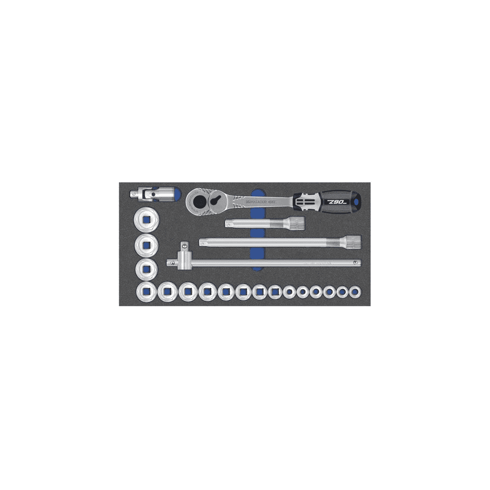 Jeu d'outils, jeu de douilles 1/2", 6 pans, 22 pièces