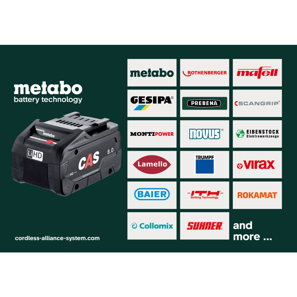 Metabo Akku-Winkelschleifer WVB 18 LTX BL 15-125 Quick, 18 V, mit 2 x 5.5 Ah LiHD Akkus, Schnellladegerät ASC 145 und metaBOX 165 L