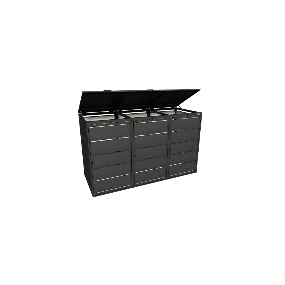 Abri pour poubelles de 240 litres, en acier galvanisé, RAL 7016, disponible en plusieurs modèles