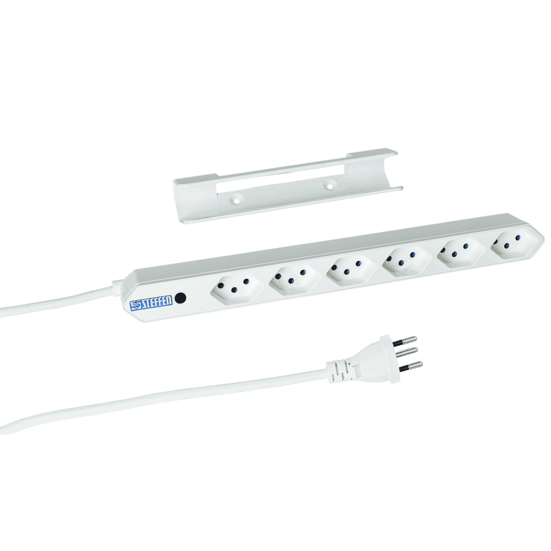 Steffen Multiprise IQ, 6 x T13, 10 A, IP20, câble de 1.5 m, avec protection contre les surintensités, en deux couleurs