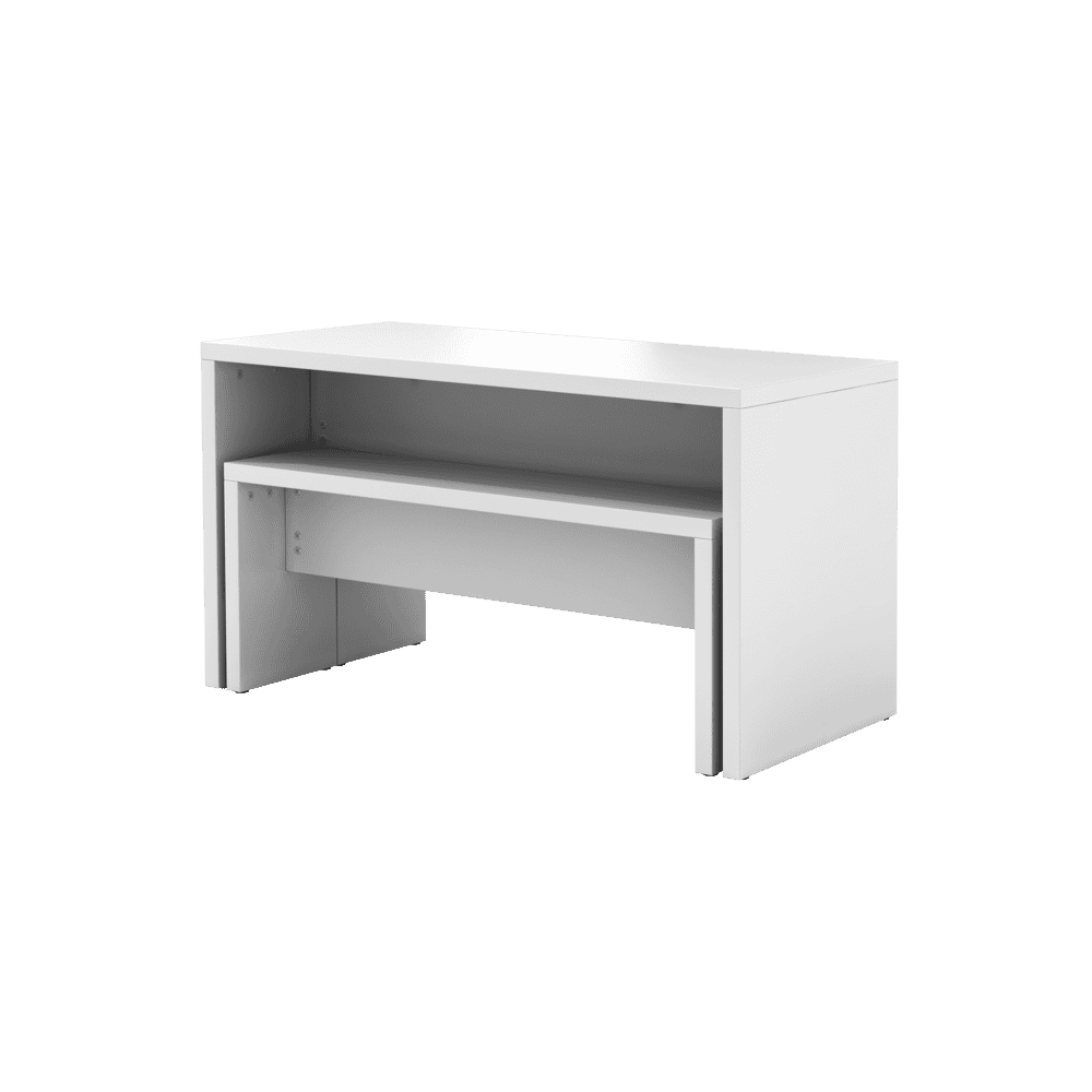 Kantinentisch mit Sitzbänken in weiss, Tisch 1300 x 680 x 728 mm