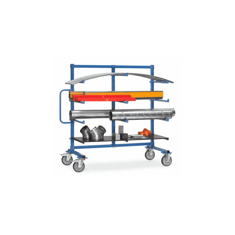 Chariot cantilever, simple face, capacité de charge 500 kg, recouvert d'un tuyau en PVC