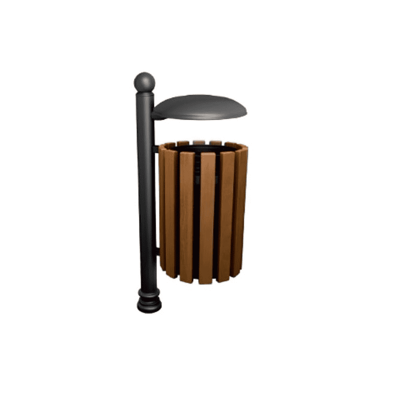 Poubelle ronde, imitation bois, en deux versions