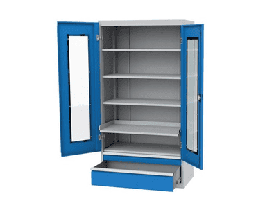 Bedrunka+Hirth Armoire vitrine d'atelier, portes battantes avec insert en plexiglas, profondeur 500 mm, R 36-16, 980 x 500 x 1838 mm