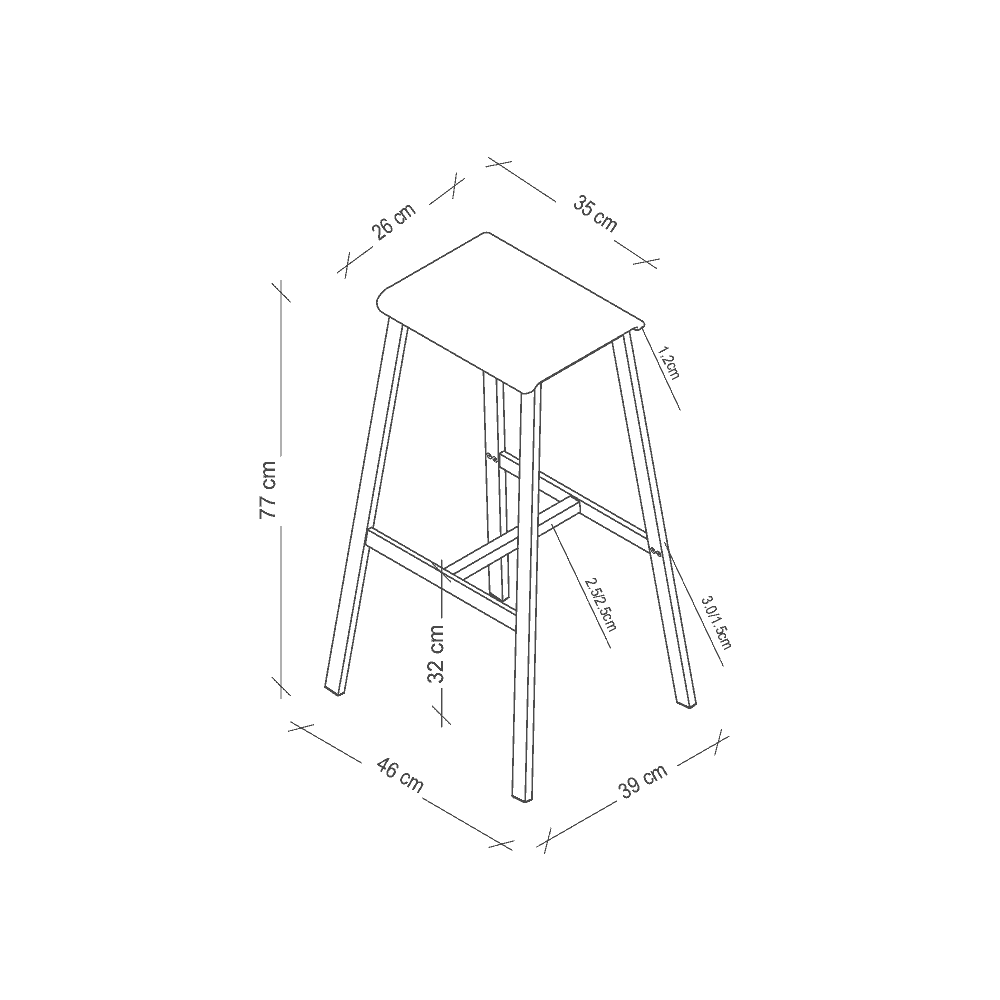 Tabouret de bar Loris avec repose-pieds, lot de 2, design industriel, 640 x 390 x 770 mm, en 2 couleurs