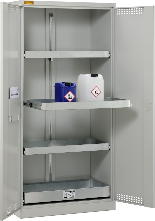Armoire huiles, tiroirs coulissants