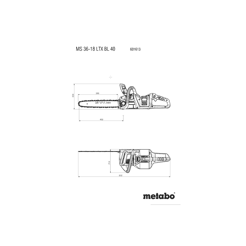 Metabo Akku-Kettensäge MS 36-18 LTX BL 40, 18 V ohne Akku