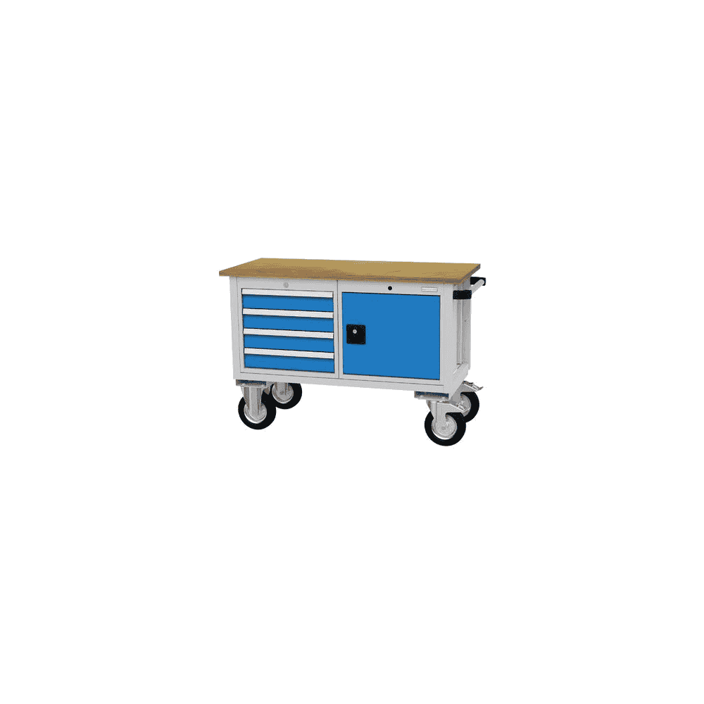 Bedrunka+Hirth Mobile Werkbank mit 4 Schubladen und 1 Flügeltüre, R 18-24, BxTxH 1200 x 540 x 820 mm