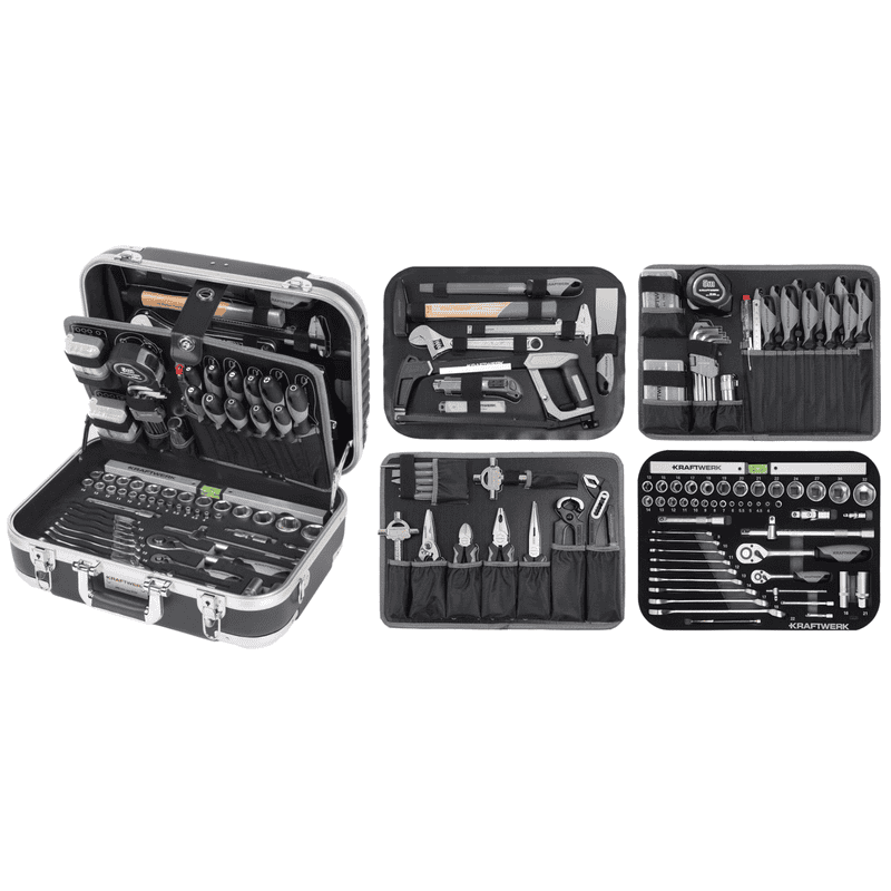 KRAFTWERK Werkzeugkoffer, BASIC ABS-Werkzeugkoffer B100 inkl. Werkzeug, 1/4" + 1/2", 170 teilig