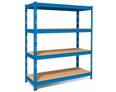 Steckregal aus Metall MAXIPOKER mit 4 Fachböden, Blau, BxTxH 1600 x 600 x 1800 mm