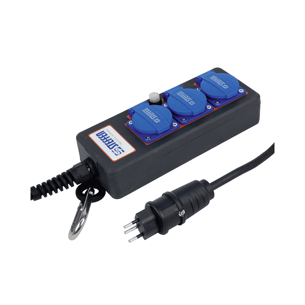 Steffen Steckdosenleiste PROFESSIONAL, T13 Steckdosen, 10 A, GdV 3 x 1.5mm², IP20, schwarz/blau, diverse Ausführungen
