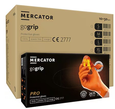 Nitril Einweghandschuhe GoGrip, Packung à 50 Stück, orange, in diversen Grössen