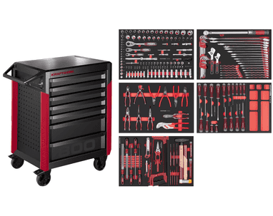 KRAFTWERK PRO LINE Werkstattwagen PT800 7 Schubladen, inkl. Werkzeug 242-teilig, BxTxH 800 x 479 x 1000 mm