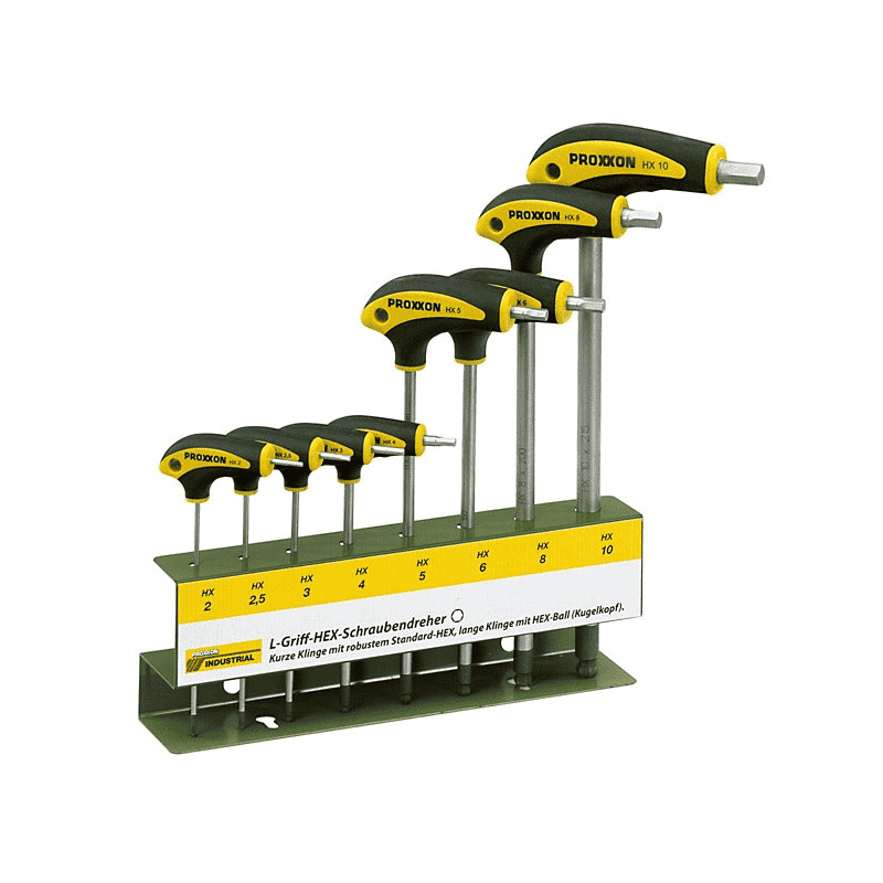 Proxxon L-Griff-Schraubendrehersatz, 8-teilig, HX mit Halter HX 2 / 2.5 / 3 / 4 / 5 / 6 / 8 / 10