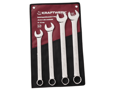KRAFTWERK PRO LINE Ring-Maulschlüssel-Satz, 4-teilig, 24–32 mm, im Rolletui