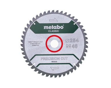 Metabo Kreissägeblatt "Precision Cut Wood - Classic" 254 x 30 mm, Z48, WZ, 5° negativ