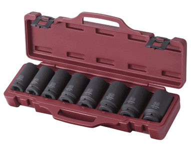 KRAFTWERK PRO LINE tiefer Schlagstecknuss-Satz 3/4" für Schlagschrauber, 8-teilig, CrMo-Stahl, 26–38 mm