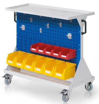 Bedunka+Hirth RasterMobil® Rollwagen mit 11 Sichtlagerkästen, BxTxH 1000 x 500 x 890 mm