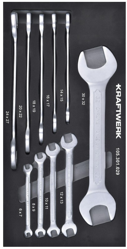 KRAFTWERK BASIC LINE EVA Doppelgabelschlüssel-Einlage, 200 × 400 mm, 10-teilig