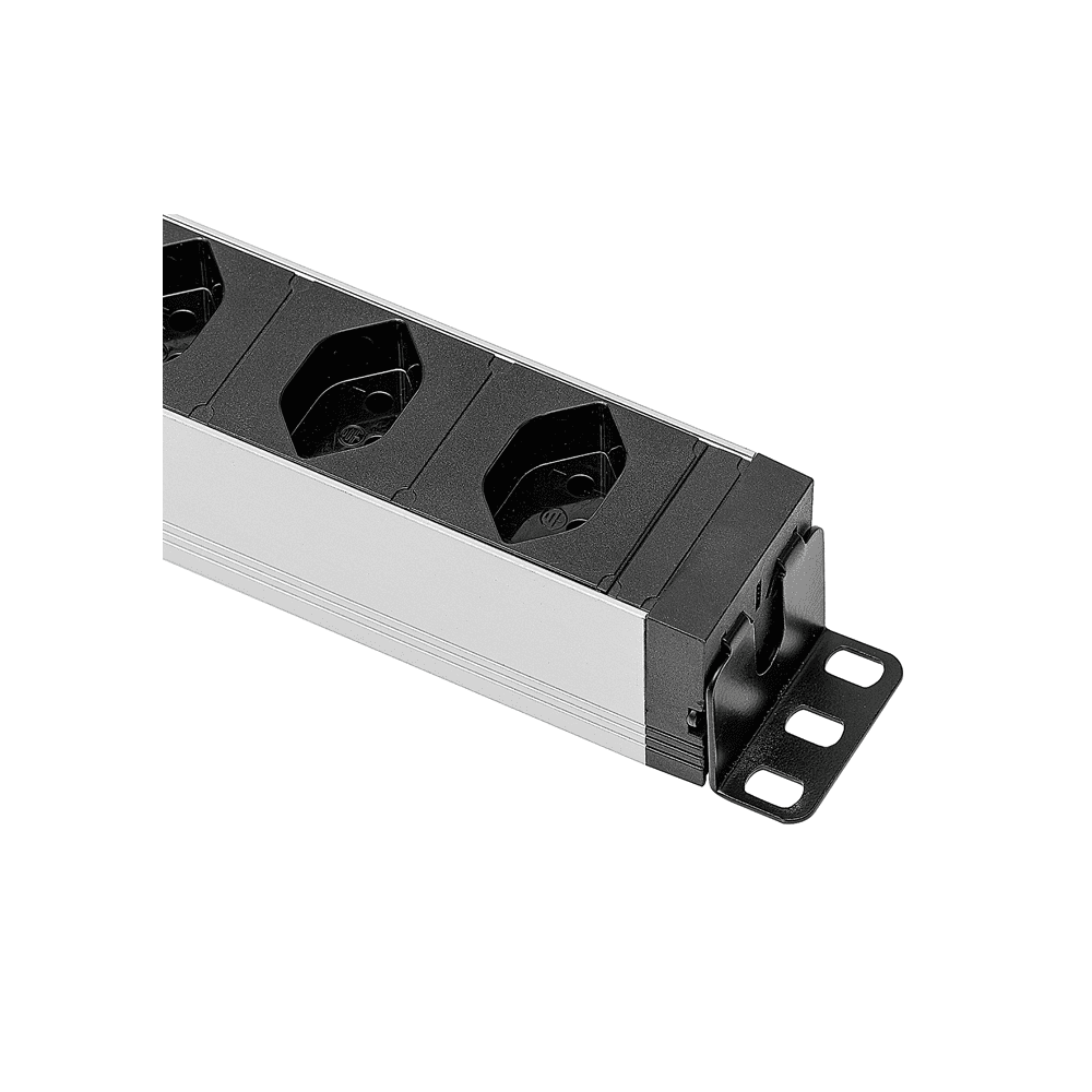 Steffen Multiprise ALU MODULAR SILVER, 7 x T13 et 2 x USB-A, 10 A, IP20, câble de 3 m, argent/noir