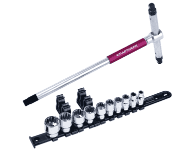 KRAFTWERK PRO LINE COMBI-Steckschlüsselsatz 3/8", 11-teilig, mit T-Schlüssel, Kunststoffschiene