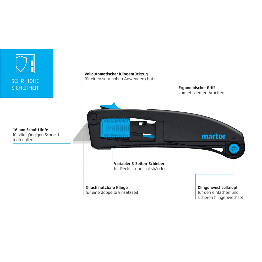 Martor Sicherheitsmesser SECUPRO MAXISAFE, 16 mm Schnitttiefe